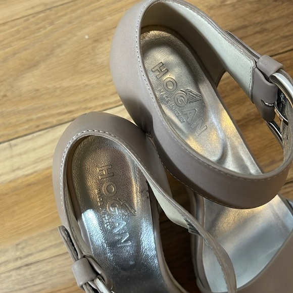 Hogan Gray Suede Leather Wedges Grey 36.5 Heels Shoes - Picture 2 of 9